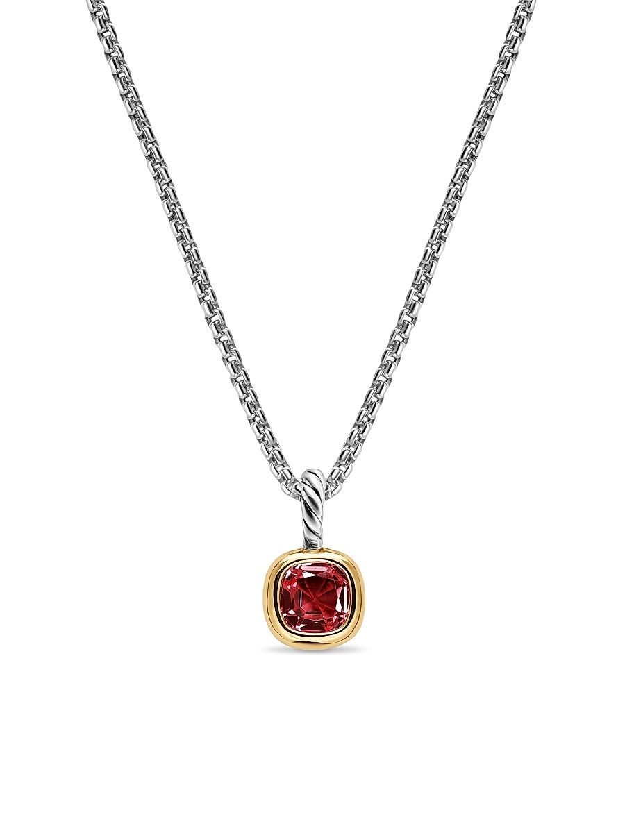 David Yurman Women's Mini Cushion Cut Amulet in Sterling Silver - Rhodolite Garnet