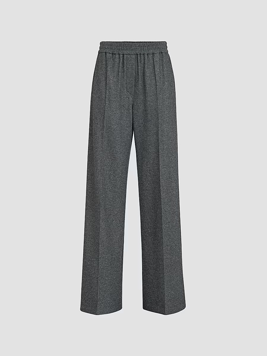 Women's Cashmere Jersey Pleated Wide Track Trousers - Anthracite - Size 00