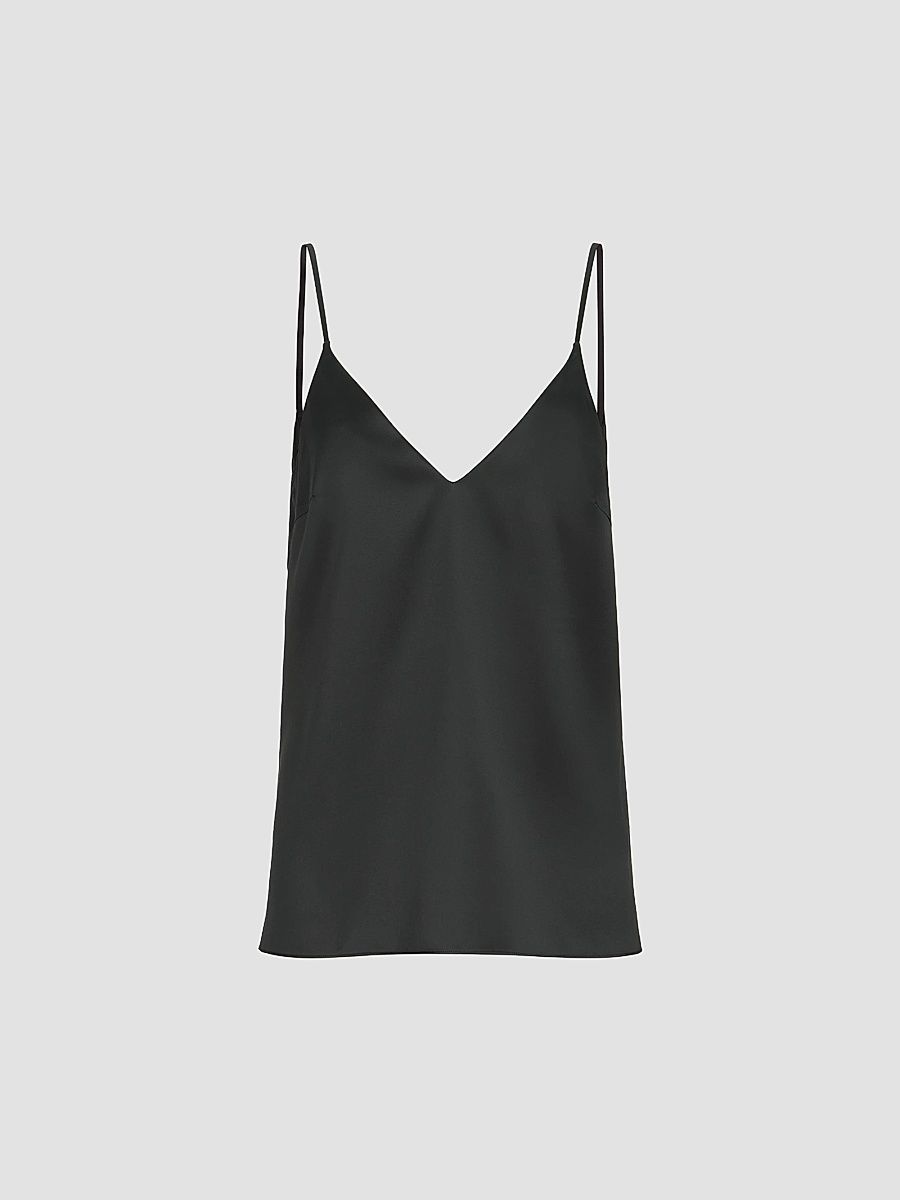 Women's Stretch Silk Satin Camisole Top - Black - Size Large