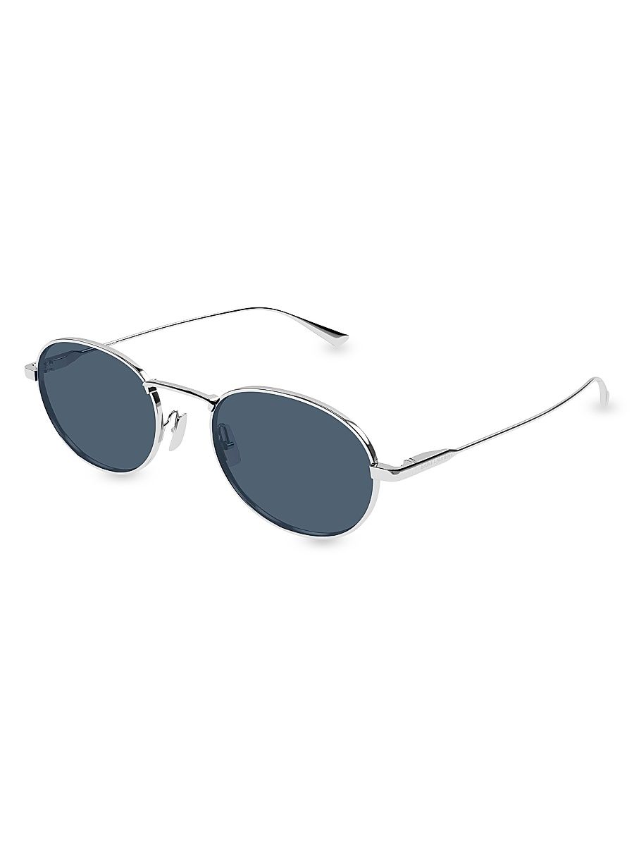 Men's 52MM Round Metal Sunglasses - Silver Black