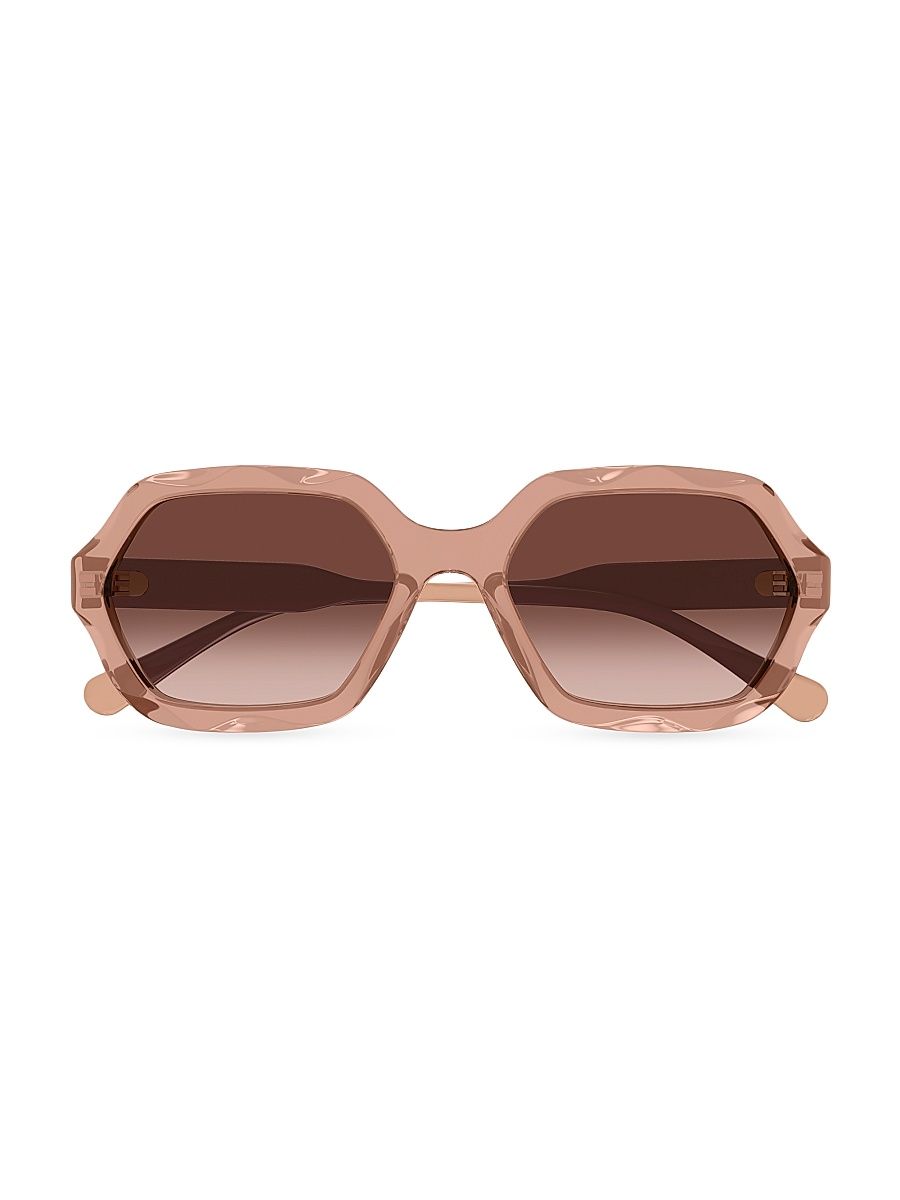 Women's Olivia 56MM Acetate Rectangular Sunglasses - Taupe Brown Gradient