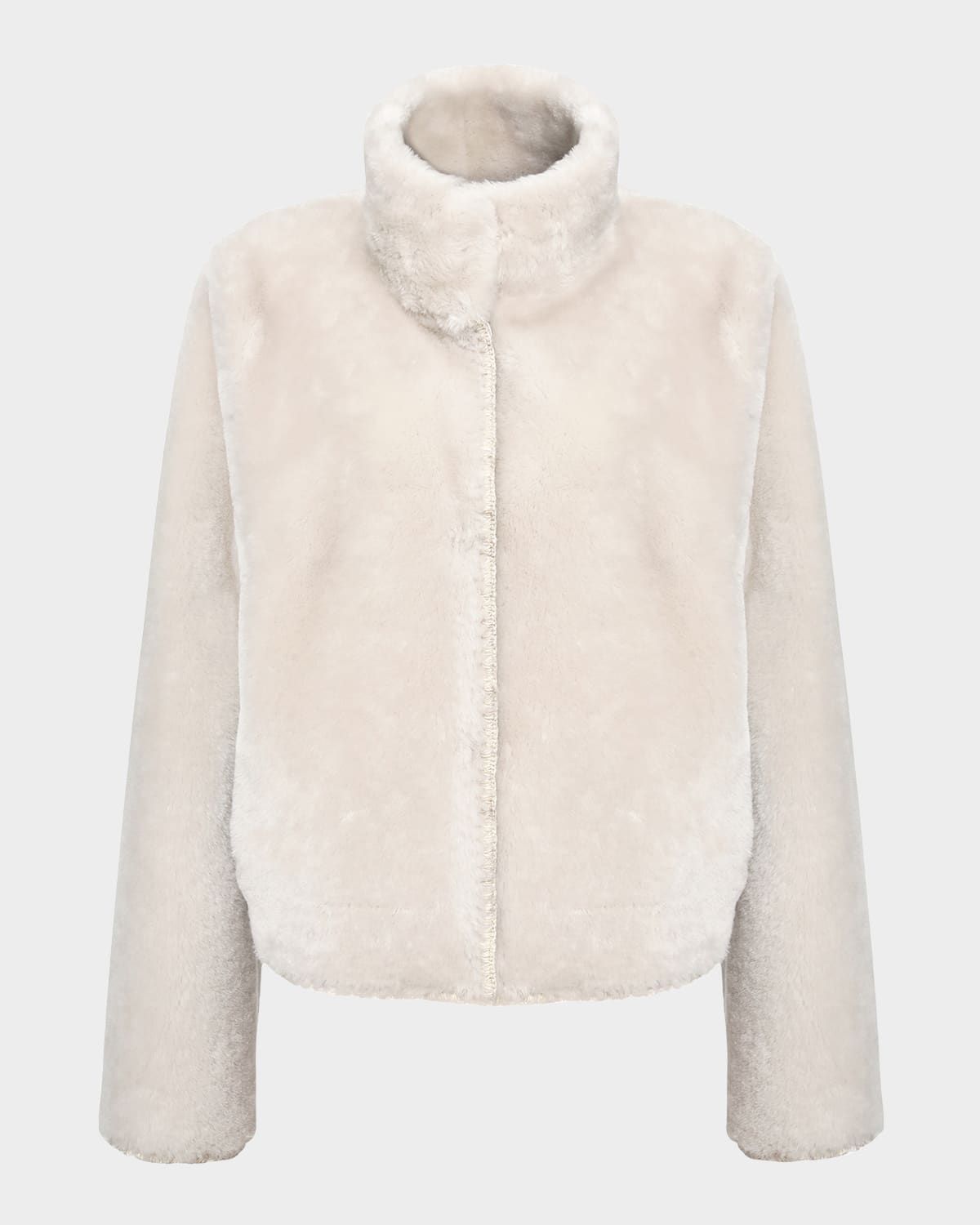 Reversible Merino Shearling Lamb Jacket With Embroidered Edges