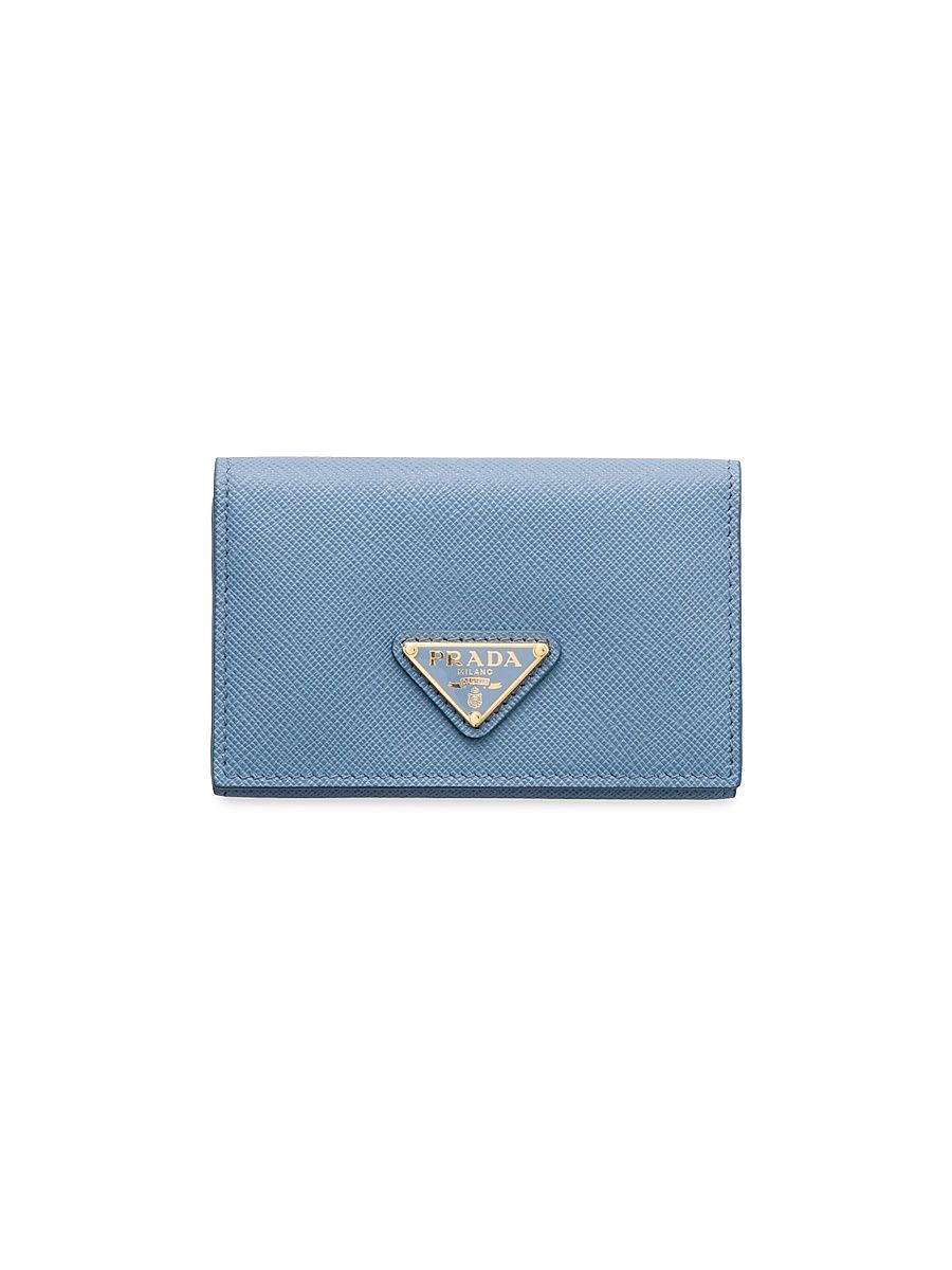 Women's Saffiano Leather Card Holder - Blue