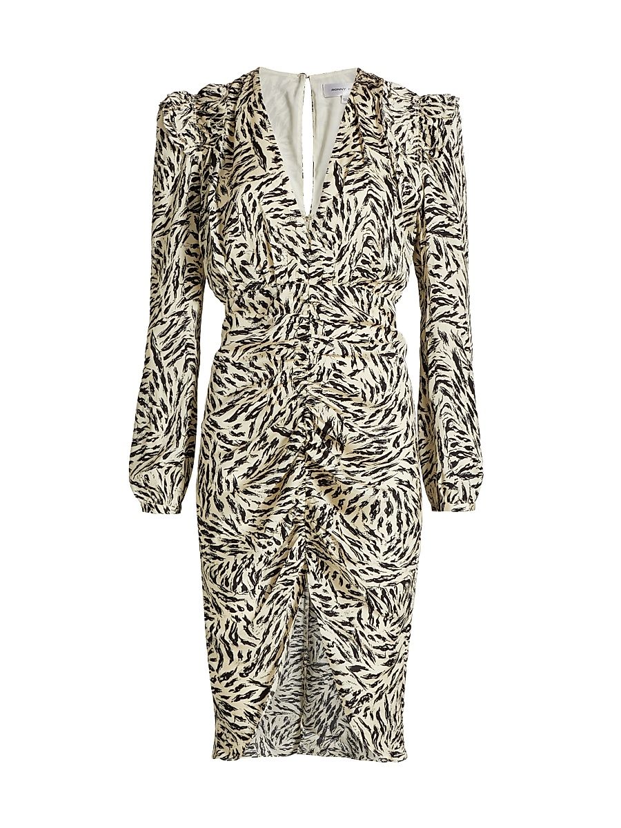 Women's Amara Abstract Silk-Blend Knee-Length Dress - Abstract Animal - Size Large