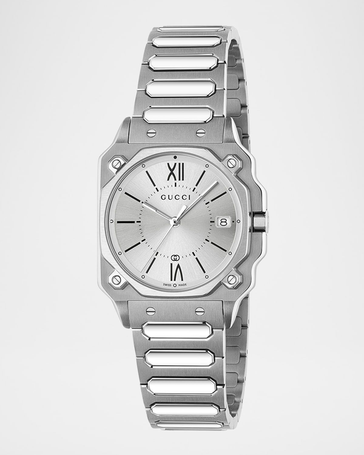 Stainless Steel G-Flat 30mm Bracelet Watch with Silver Dial