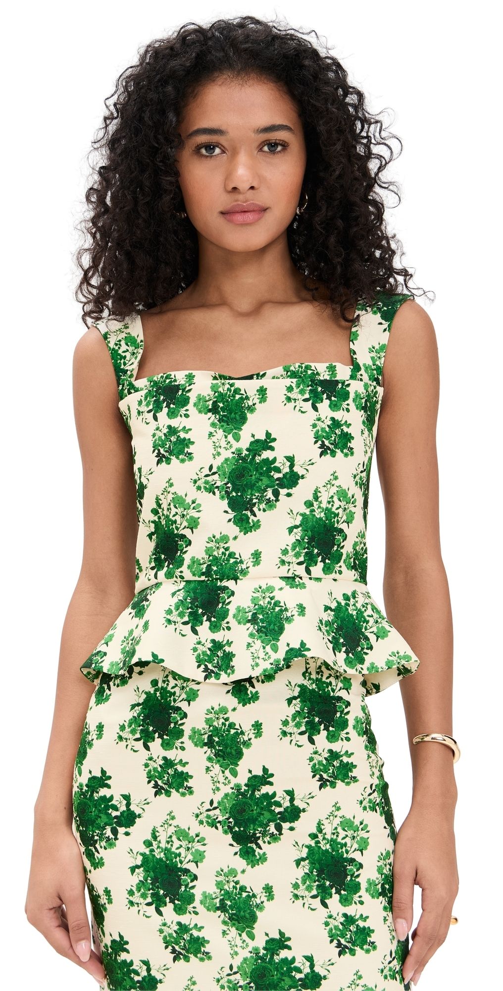 Damaris Bailey Celeste Top Green Floral M