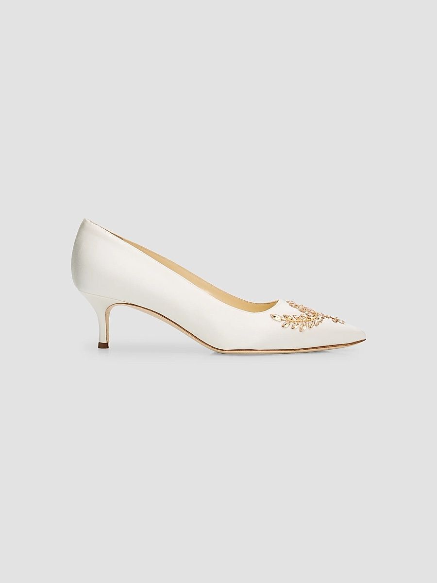 Women's Pasadislo Embellished Satin Pumps - Light Cream - Size 7