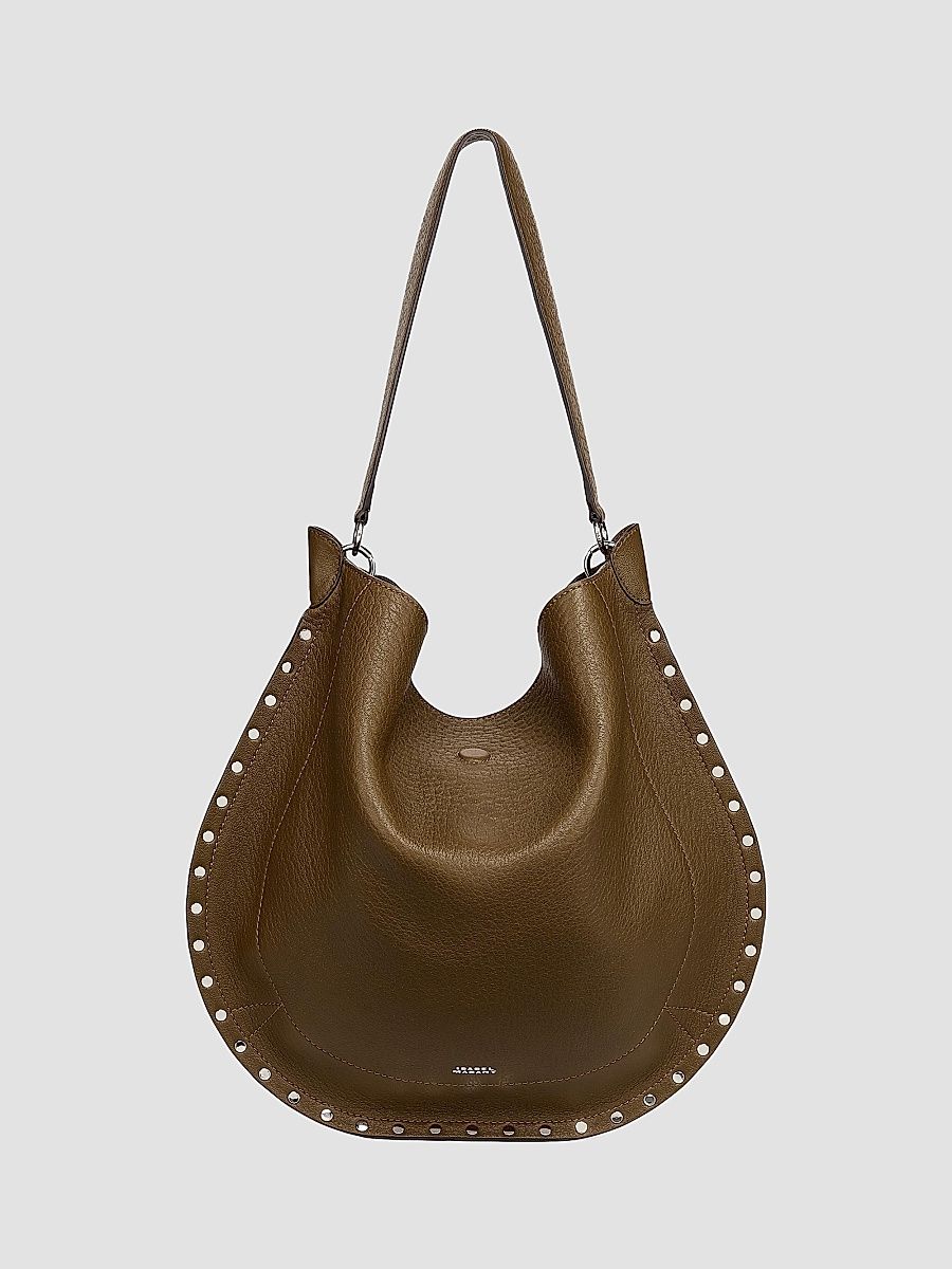 Isabel Marant Women's Oskan Studded Leather Hobo Bag - Khaki