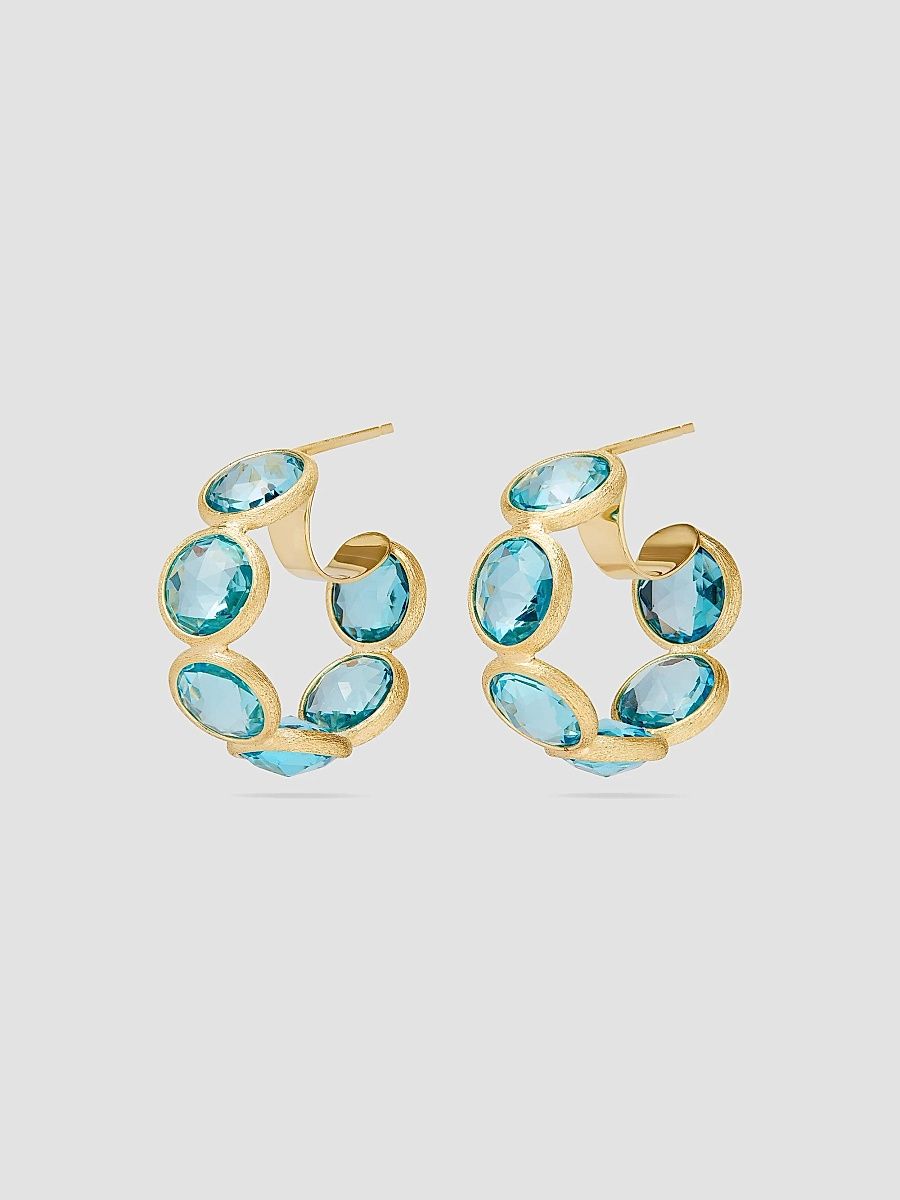 Marco Bicego Women's Jaipur Color 18K Yellow Gold & Blue Topaz Hoop Earrings - Yellow Gold