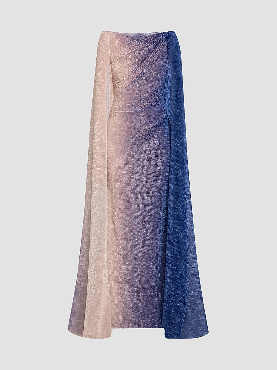 Women's Metallic Voile Cape Gown - Cornflower - Size 12