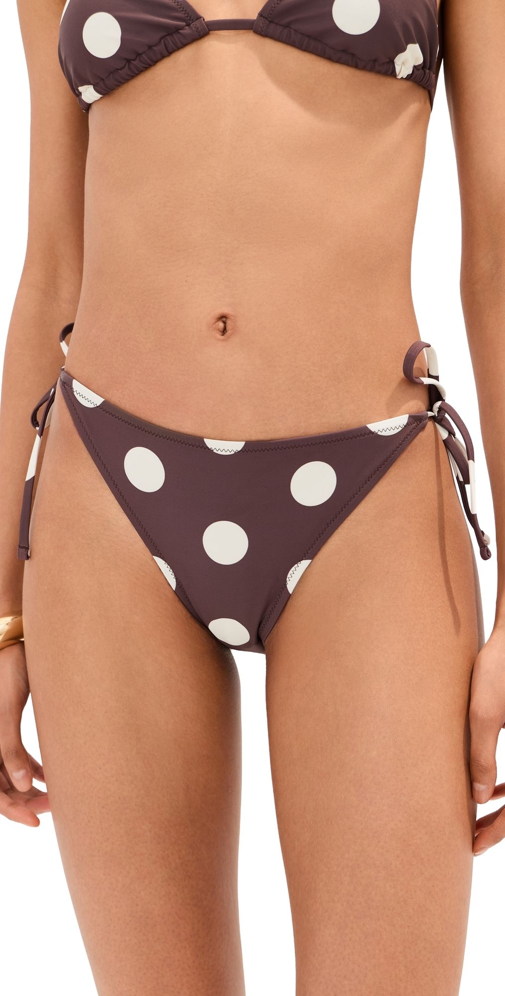 LE BOP Side Tie Bikini Bottoms Chocolate Polka Dot XS