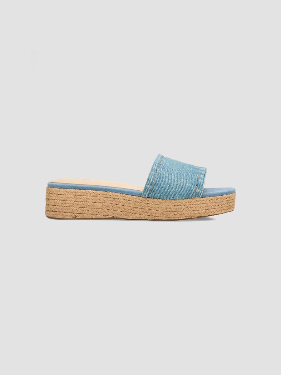 L'AGENCE Women's Ramani Denim Platform Espadrille Sandals - Light Denim - Size 10