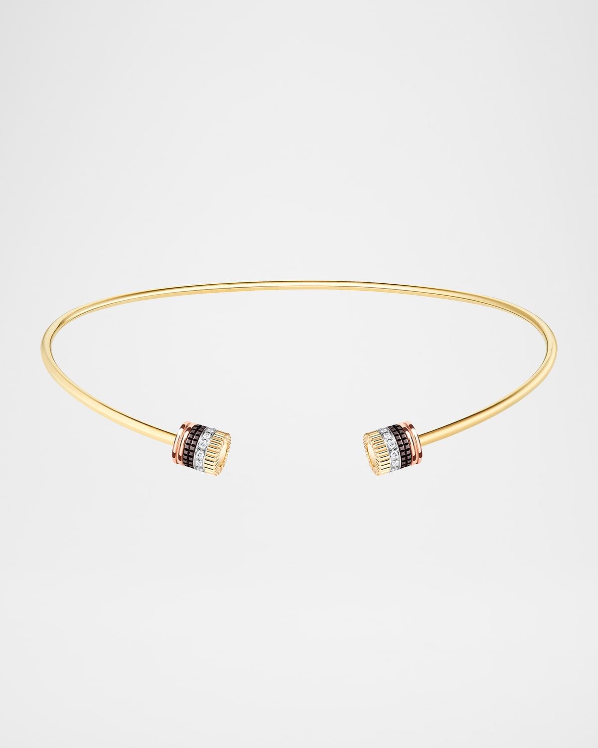 Quatre Classique Open Necklace in Tricolor Gold with Brown PVD and Diamonds
