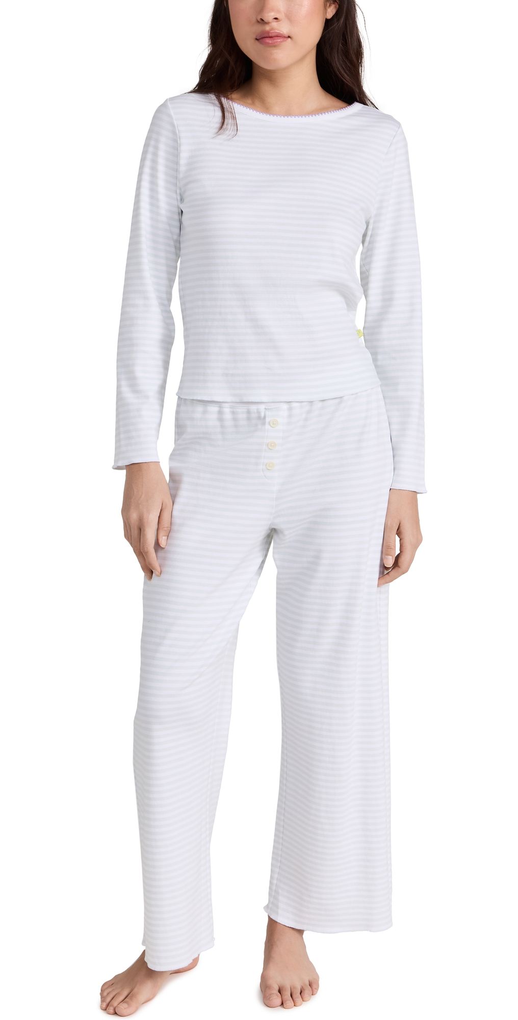 Cozyland by Morgan Lane Ellie Pajama Set Sky Stripe L