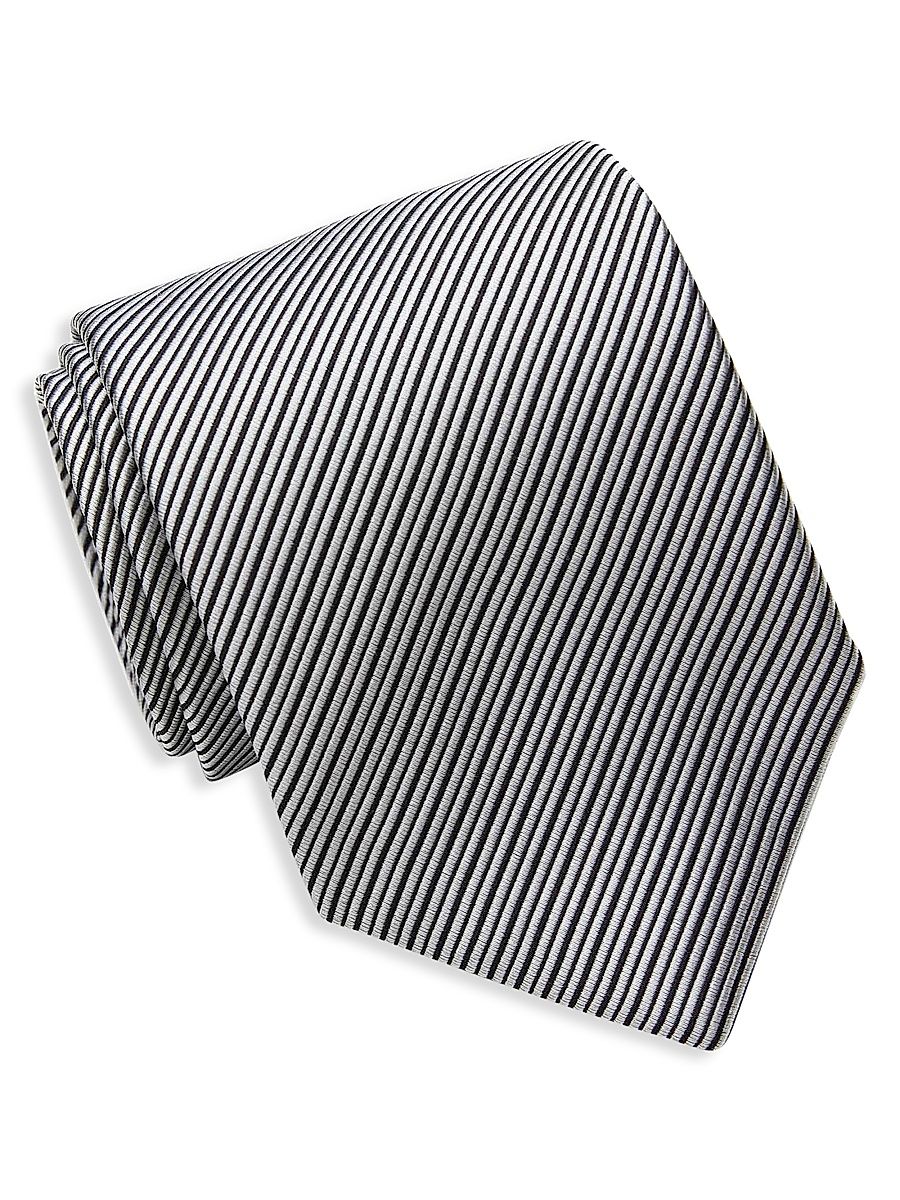 Men's Patterned Silk Tie - Black White