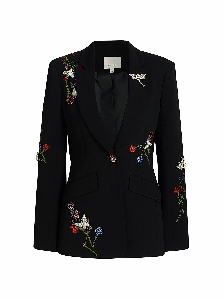 Women's Whispering Vines Cheyenne Floral Blazer - Black - Size 16