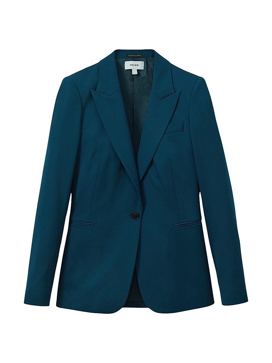 Women's Jade Wool-Blend Blazer - Teal - Size 8