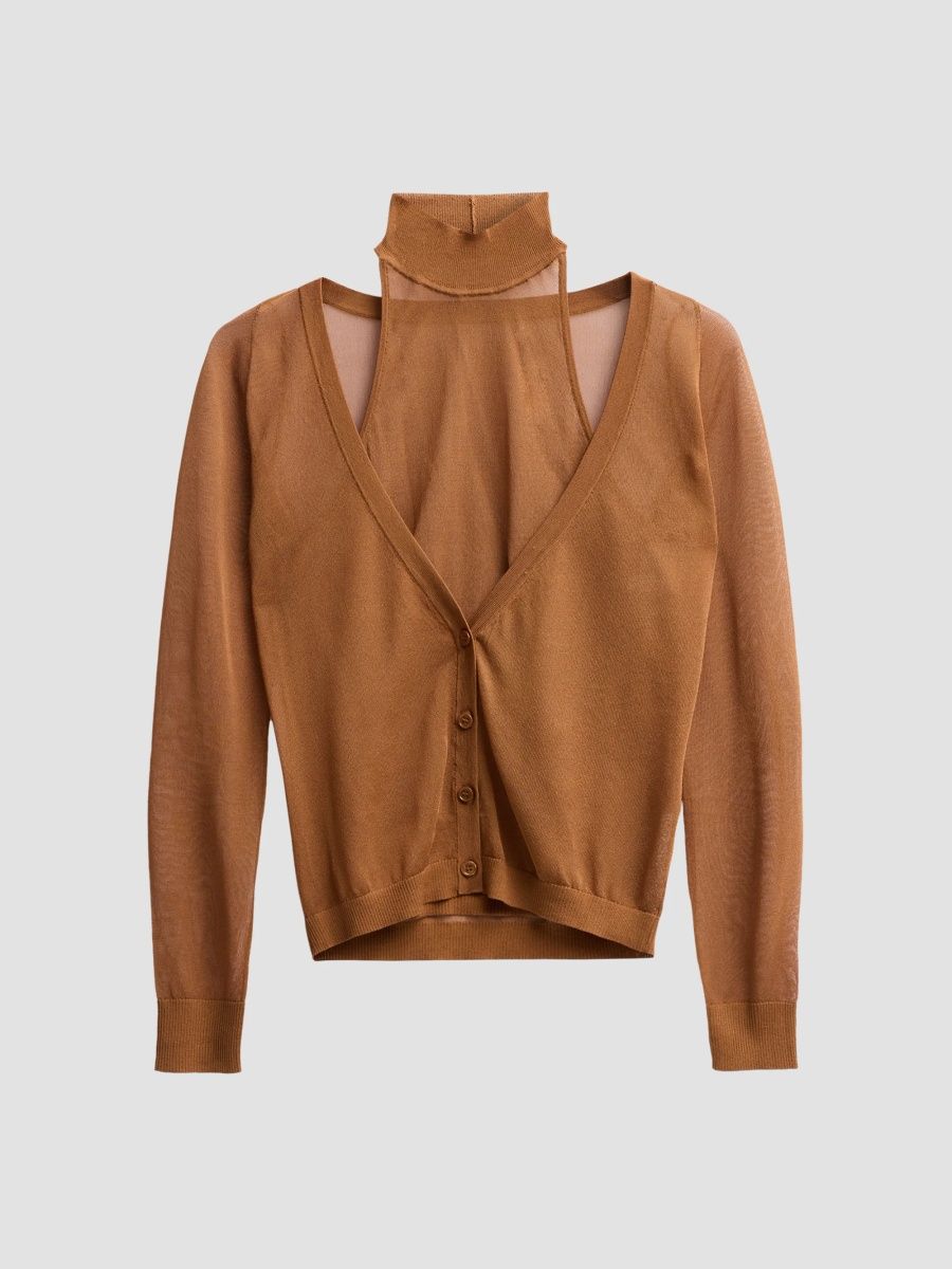 SEROYA Women's Santana Knit Turtleneck - Heritage Tan - Size XS