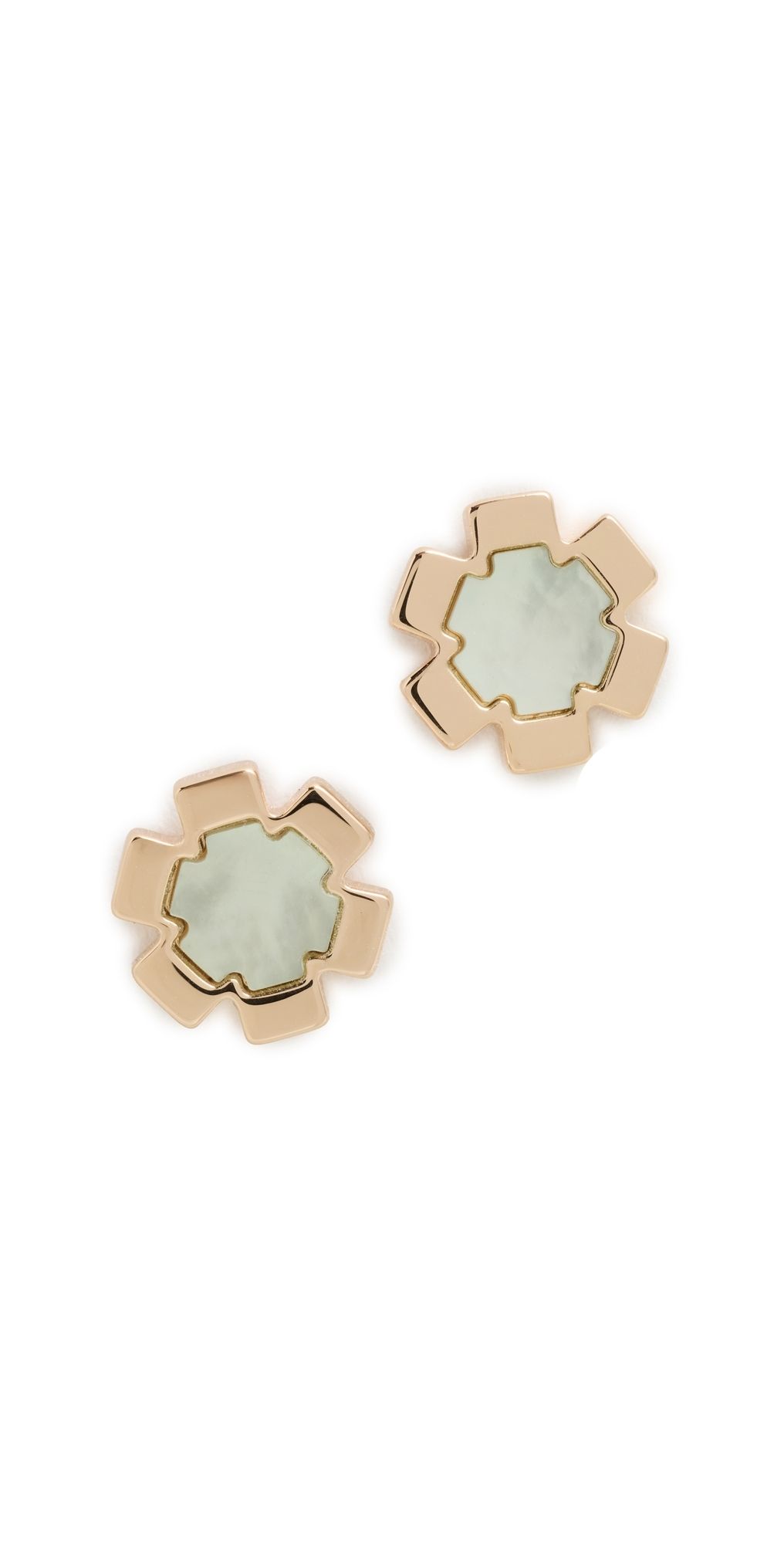 Tory Burch Flower Stud Earrings Tory Gold/Green One Size