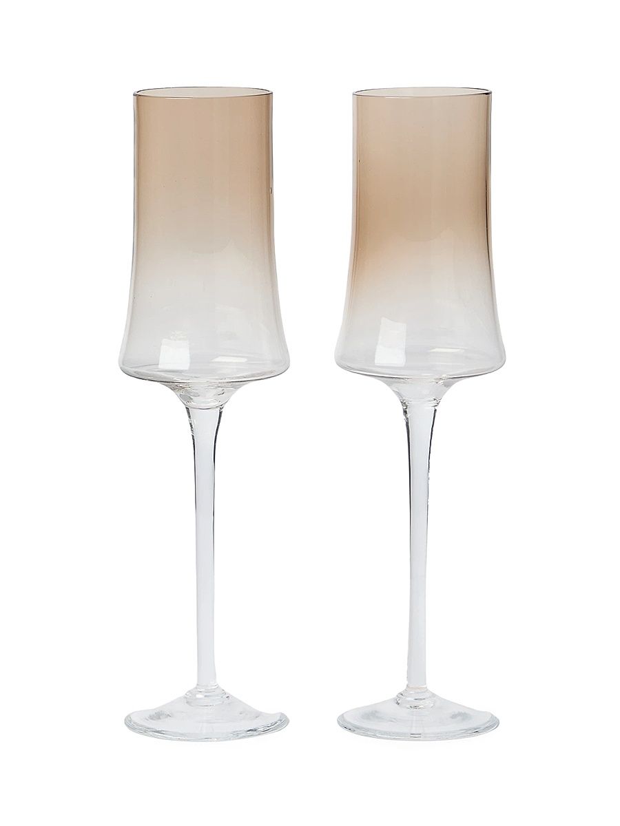 Pair of Murano Glass Flutes - Natural