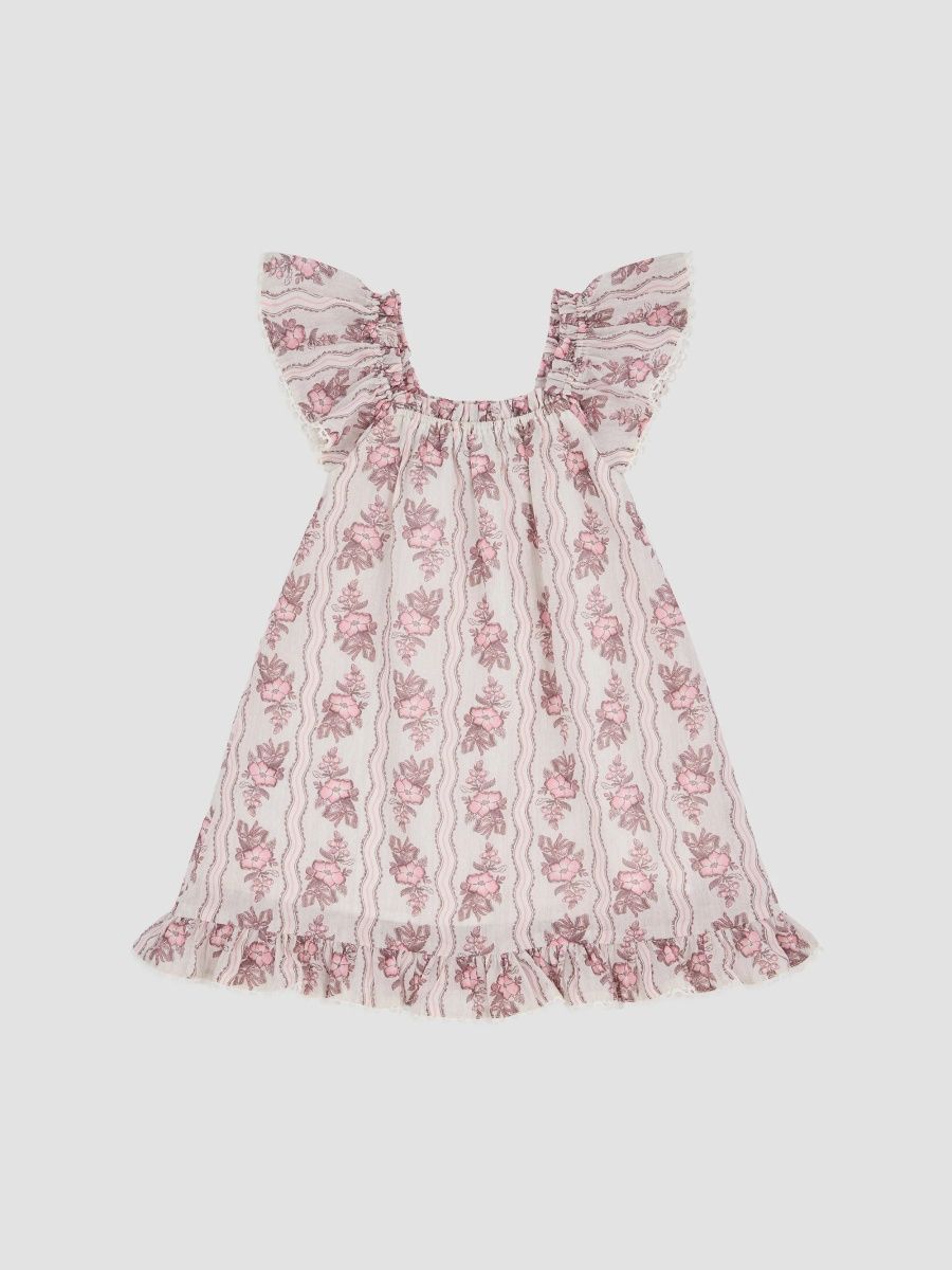 Hill House Home Girl's Little Girl's & Girl's The Tiny Lucinda Dress - Peony Scallop Stripe Pink - Size 8
