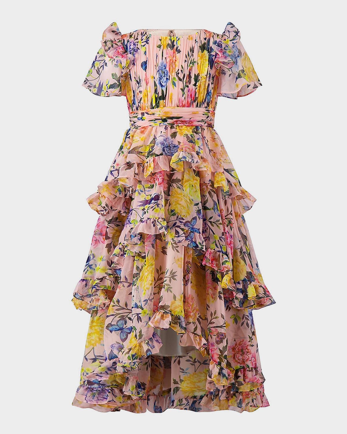 Girl & apos;s Tiered Floral High-Low Dress, Size 2-12