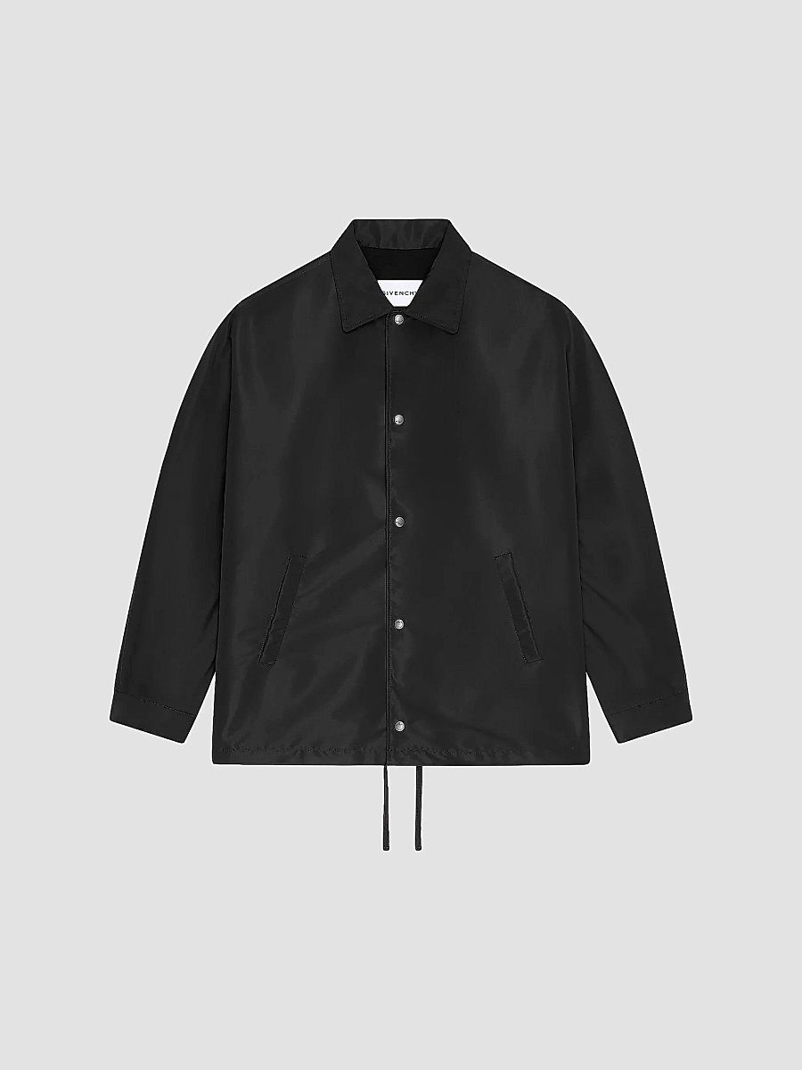 Givenchy Men's Couture Seam Polyfaille Jacket with Paris Patch - Black - Size XXL