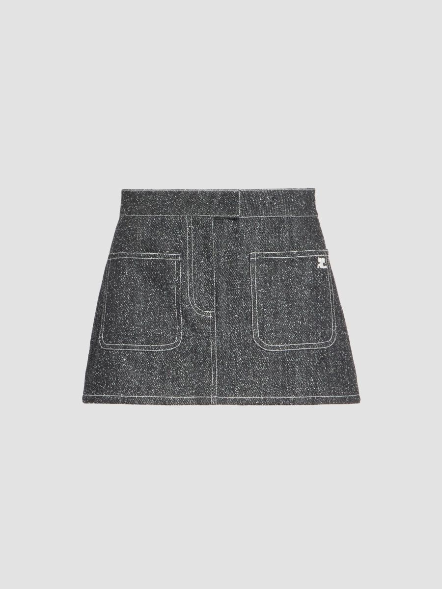 Courreges Women's Denim A-Line Mini Skirt - Black Heritage White - Size 10