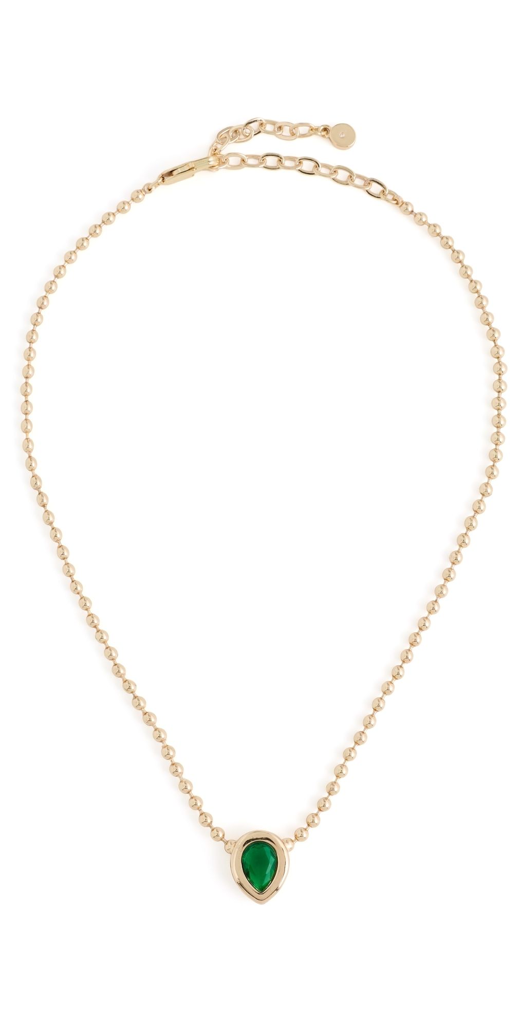 Ettika Teardrop Bezel Ball Chain Necklace Green One Size