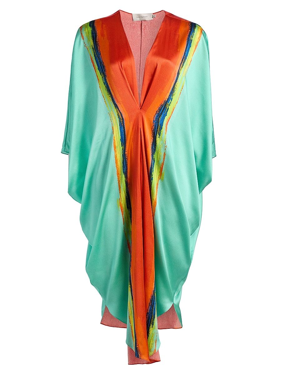 Women's Nidia Abstract Draped V-Neck Tunic - Citrus Jade - Size Small