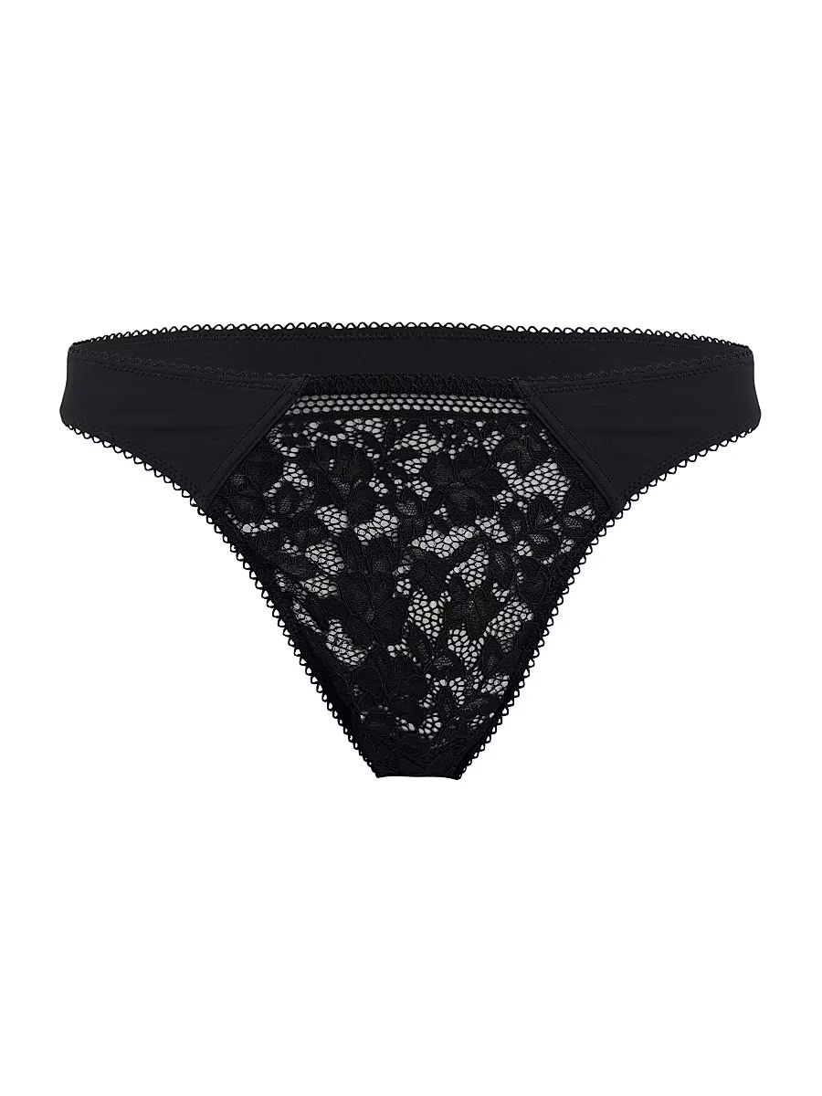 Women's Mid-Rise Lace Thong - Black - Size Small