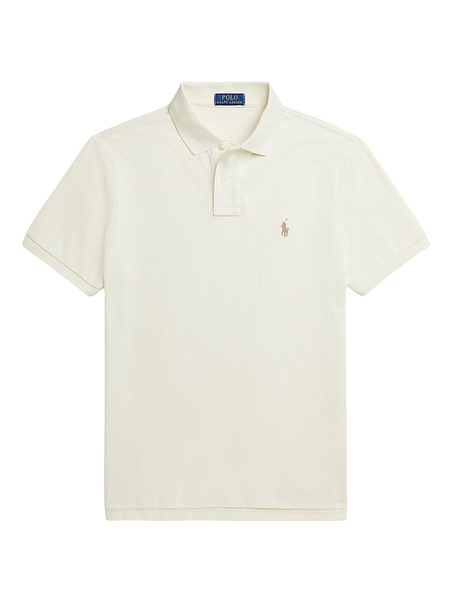 Men's Slim-Fit Mesh Polo Shirt - Parchment Cream - Size XXL