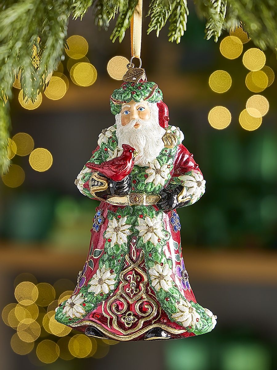 Floral Santa Christmas Ornament