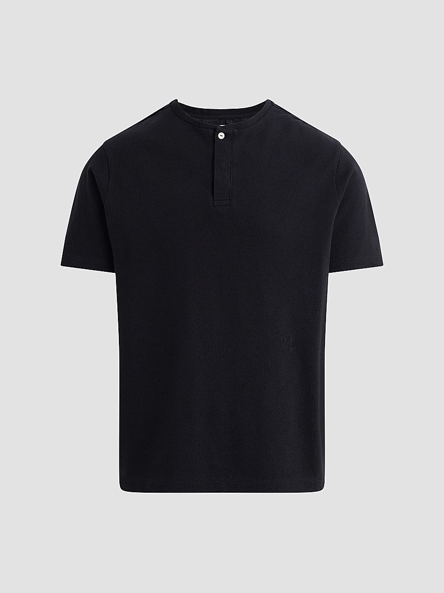 Joe's Jeans Men's Modern Pique Henley Shirt - Black - Size XXL