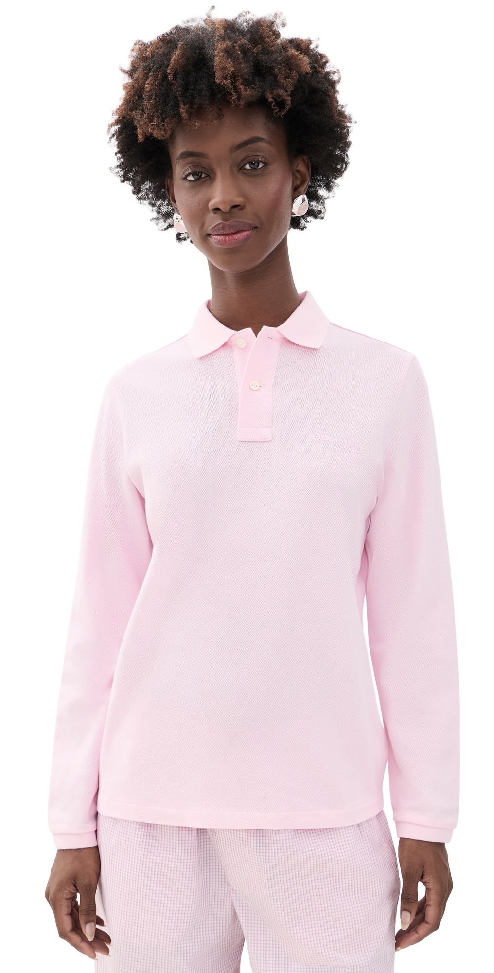HOMMEGIRLS Long Sleeve Polo Pink L