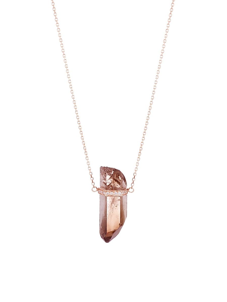 Women's Crystalline 14K Rose Gold, Smoky Quartz & Diamond Pendant Necklace - Rose Gold