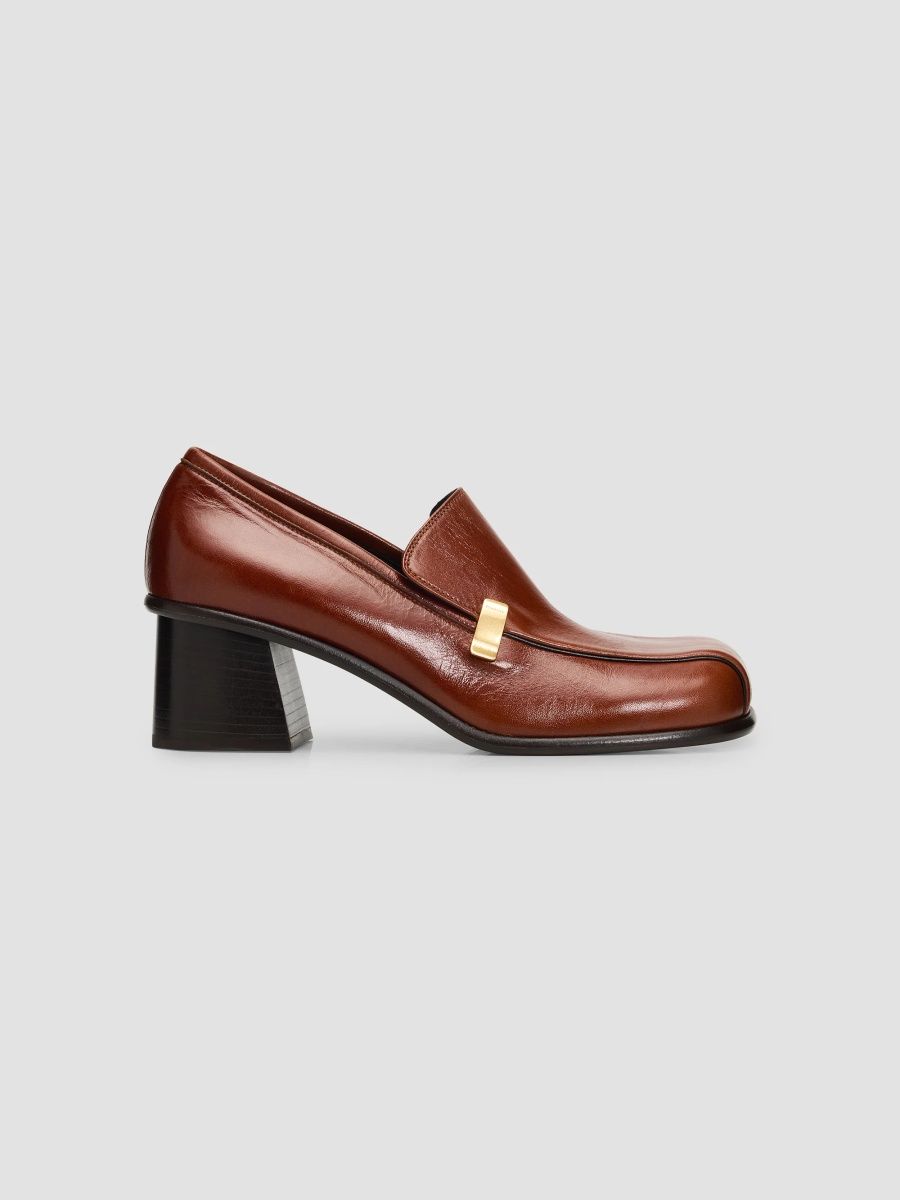 Proenza Schouler Women's Esme Leather Square-Toe Loafers - Cuoio - Size 9.5