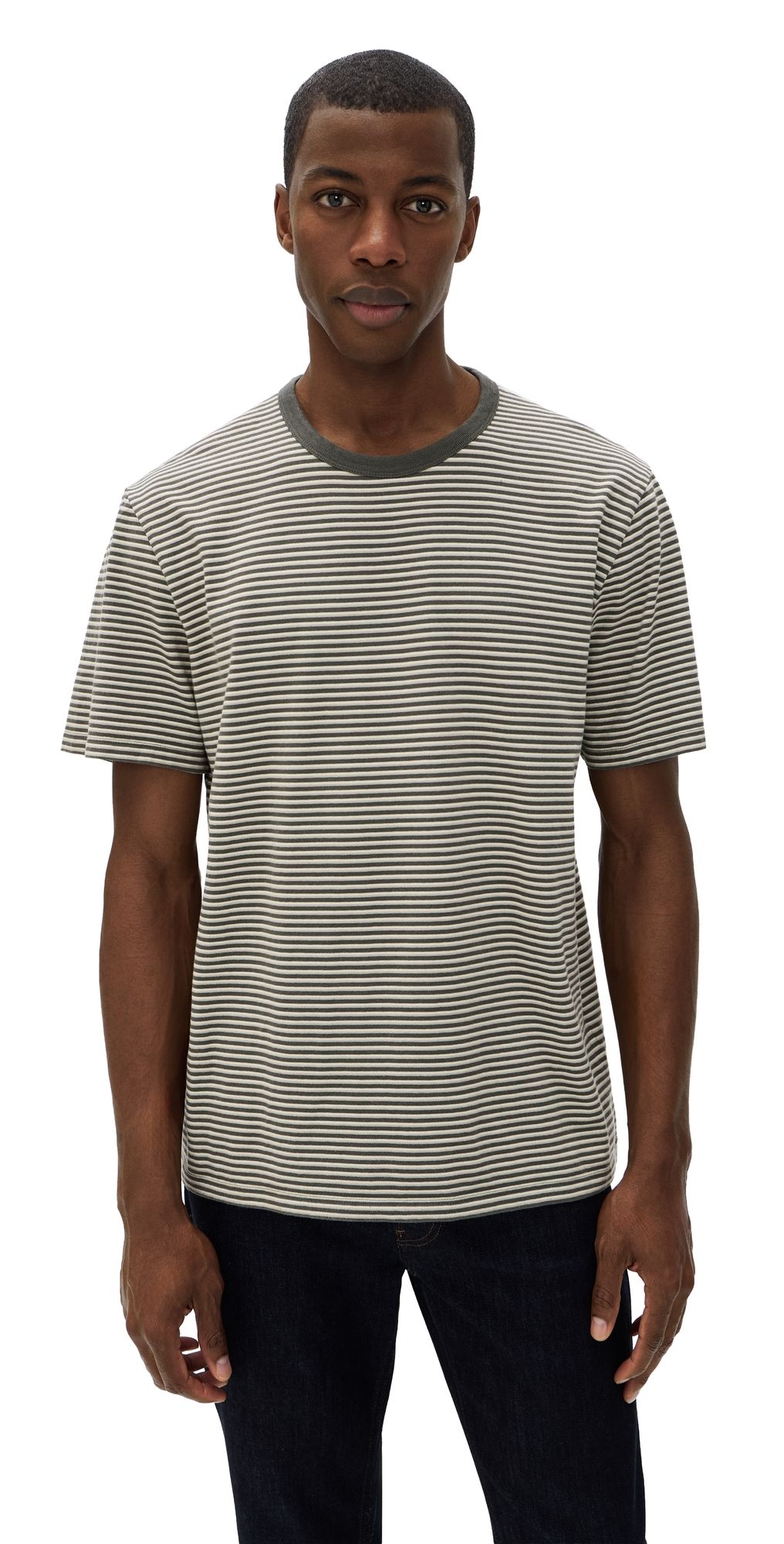 Madewell Allday Tee Stripe Pelican Green L