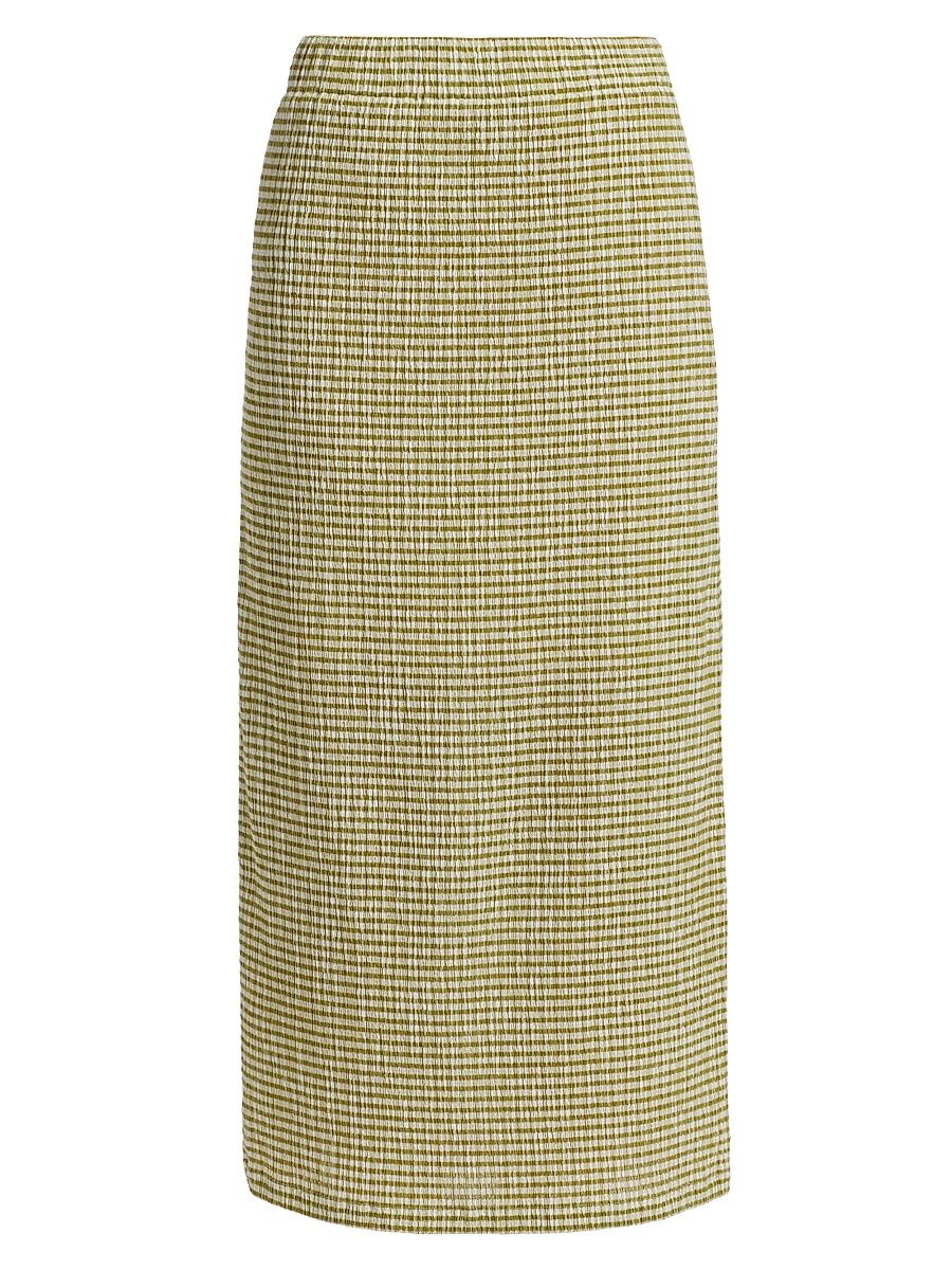 Women's Gingham Textured Midi-Skirt - Herbaria Combo - Size XXS