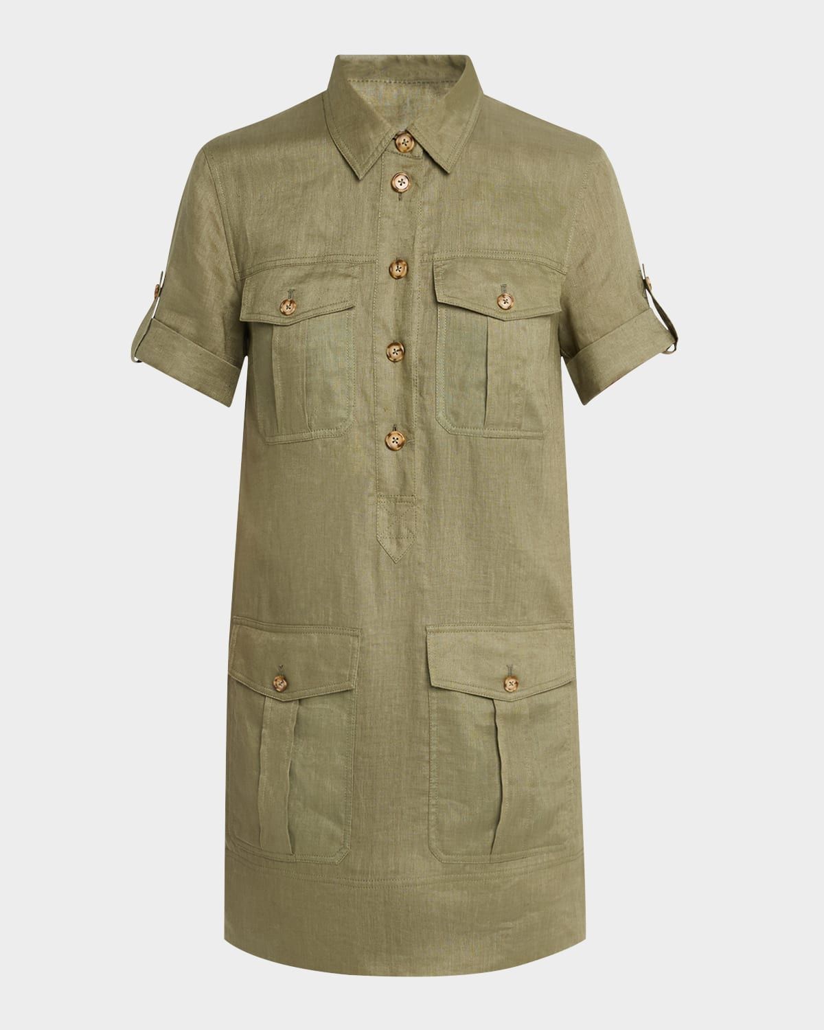 Lucca Short-Sleeve Linen Shirtdress