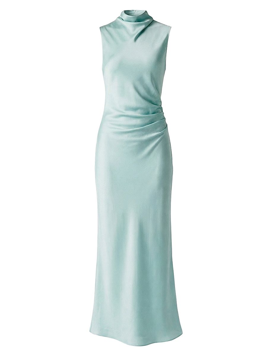 Women's Koralie Draped Bias-Cut Midi-Dress - Sea Breeze - Size 0