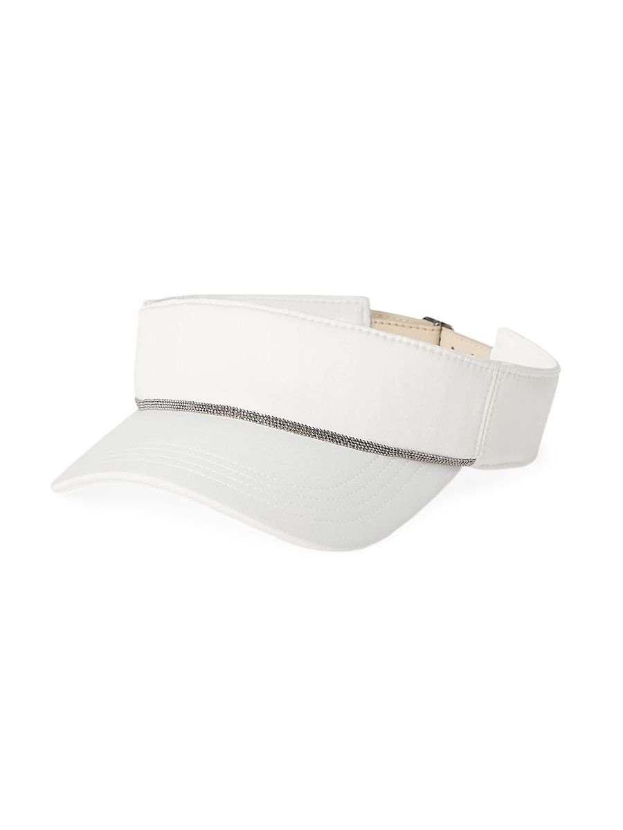 Women's Nylon Visor with Shiny Band - White - Size XS