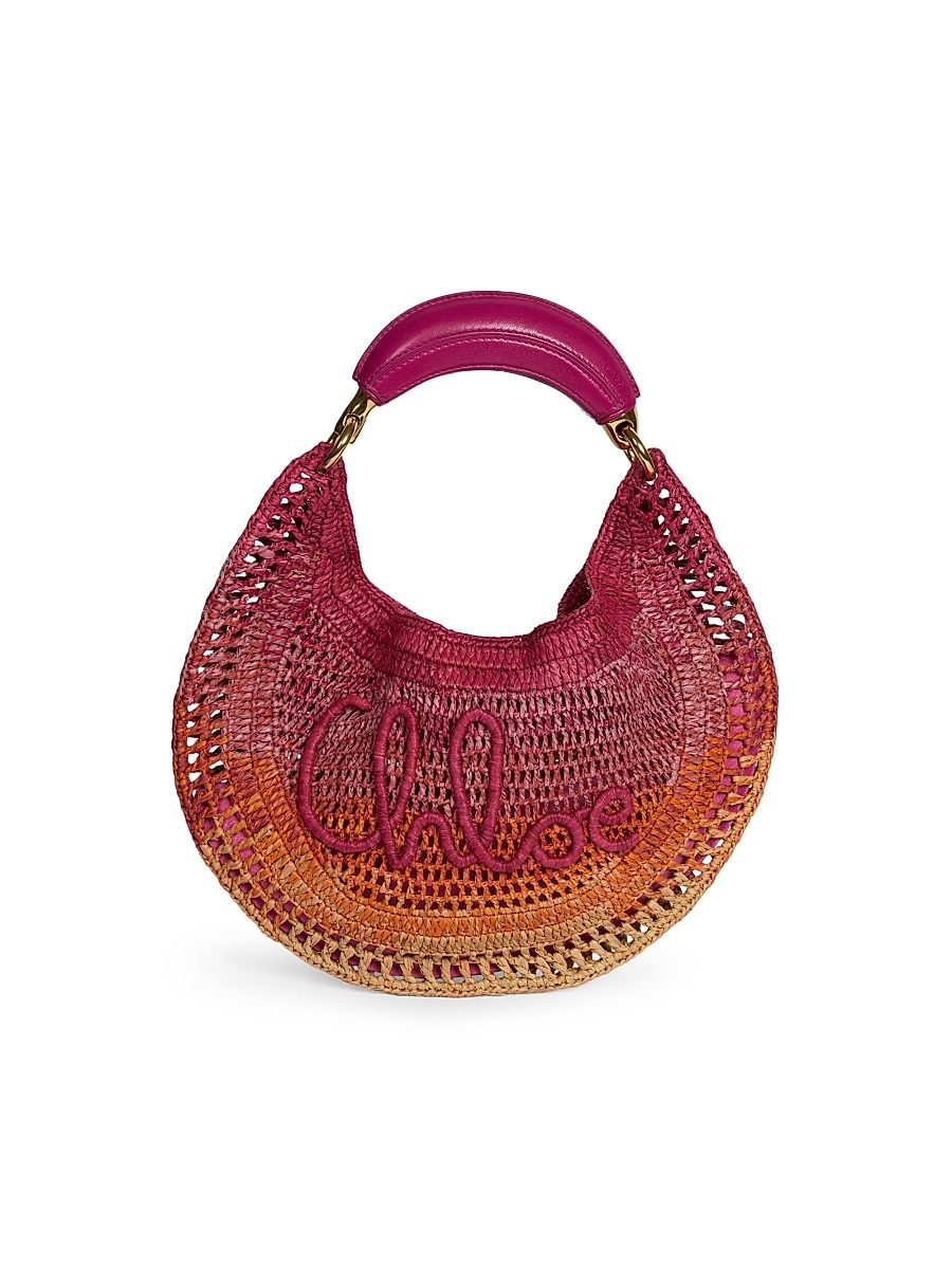 Women's Banana Logo Raffia Top Handle Bag - Multicolor Orange