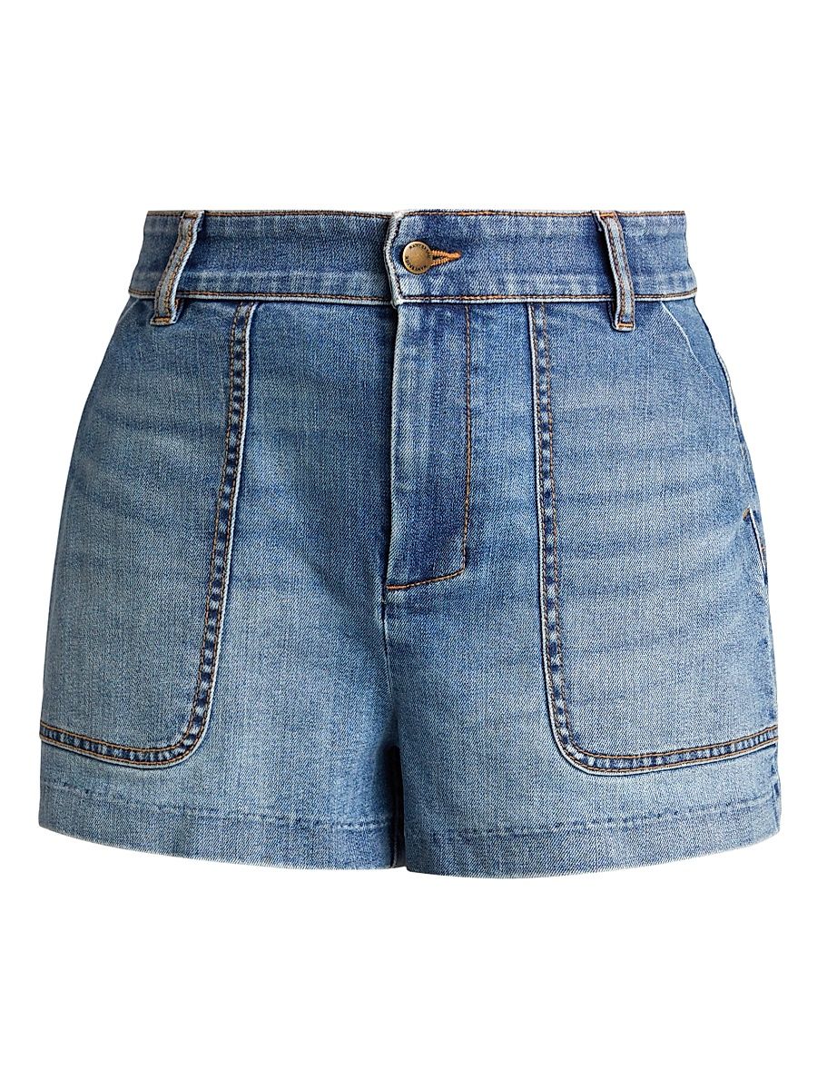 Women's Hilary Washed Denim High-Rise Shorts - Light Wash - Size 32