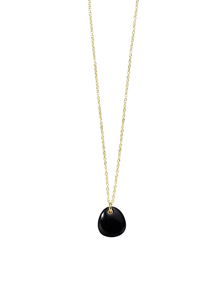Women's Rock Candy 18K Yellow Gold & Onyx Small Pebble Pendant Necklace - Black