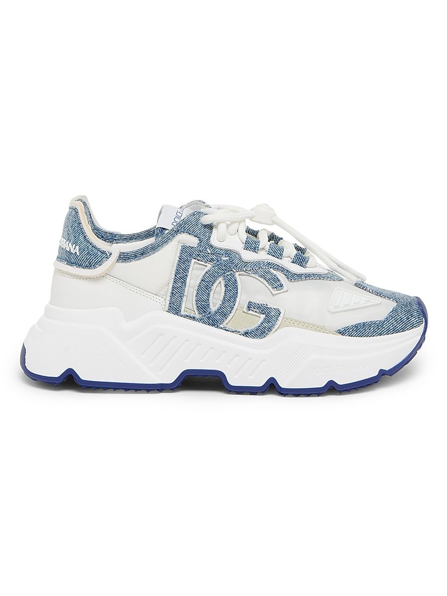 Women's Mixed-Media Low-Top Sneakers - Size 7.5