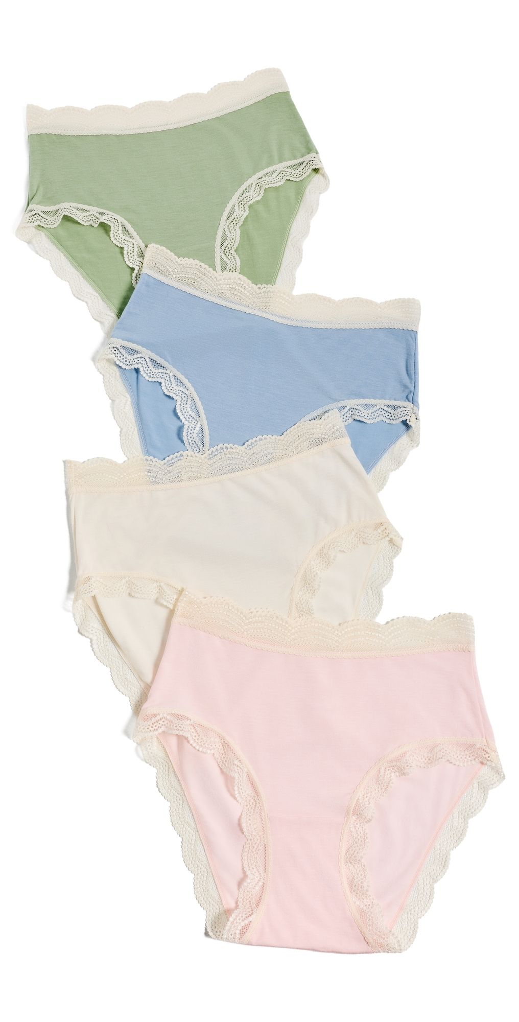 Stripe & Stare High Rise Panties Four Pack Eucalyptus Pastels XS
