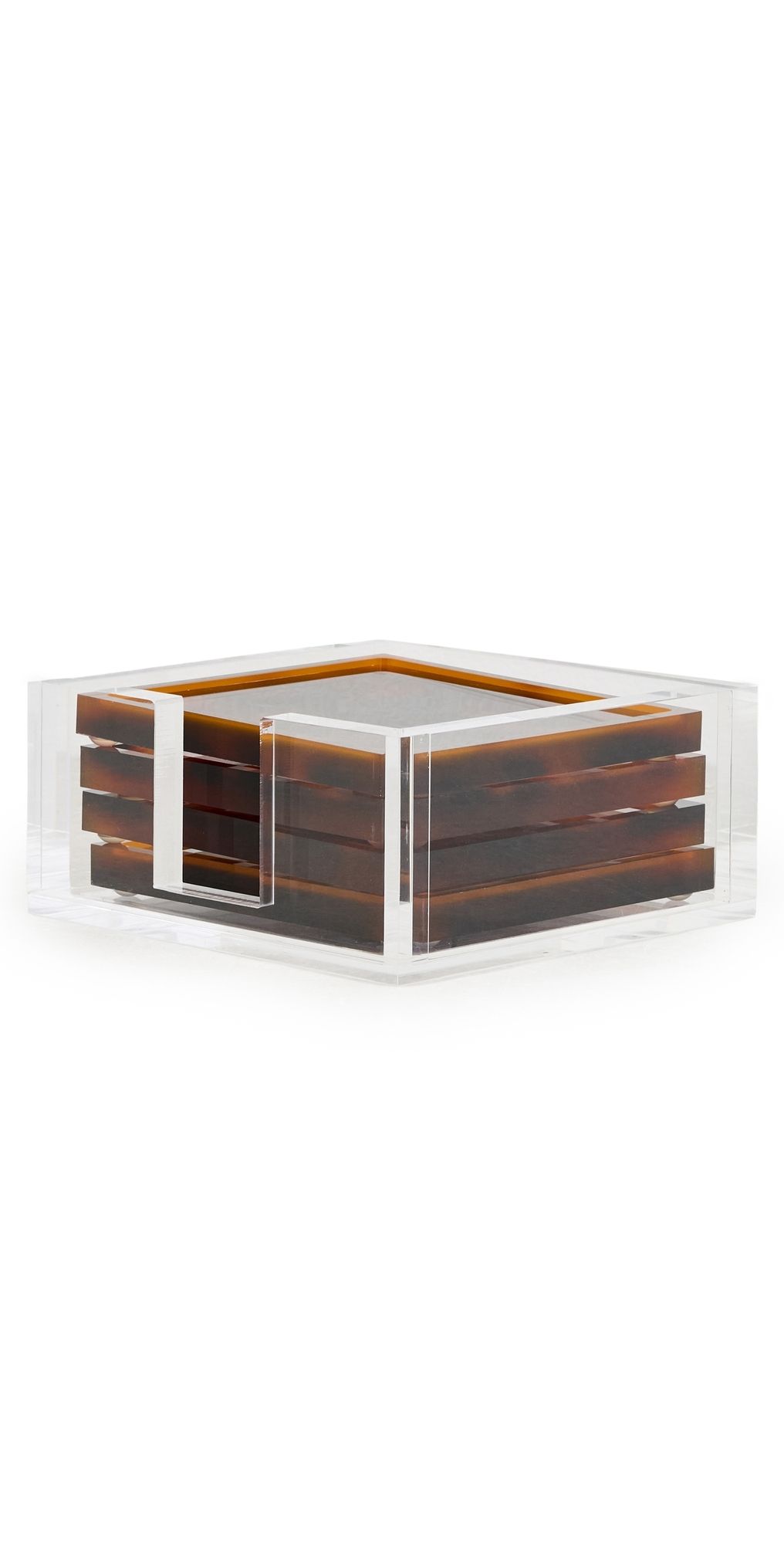 Tizo Design Lucite Tortoise Coasters and Holder Tortoise One Size