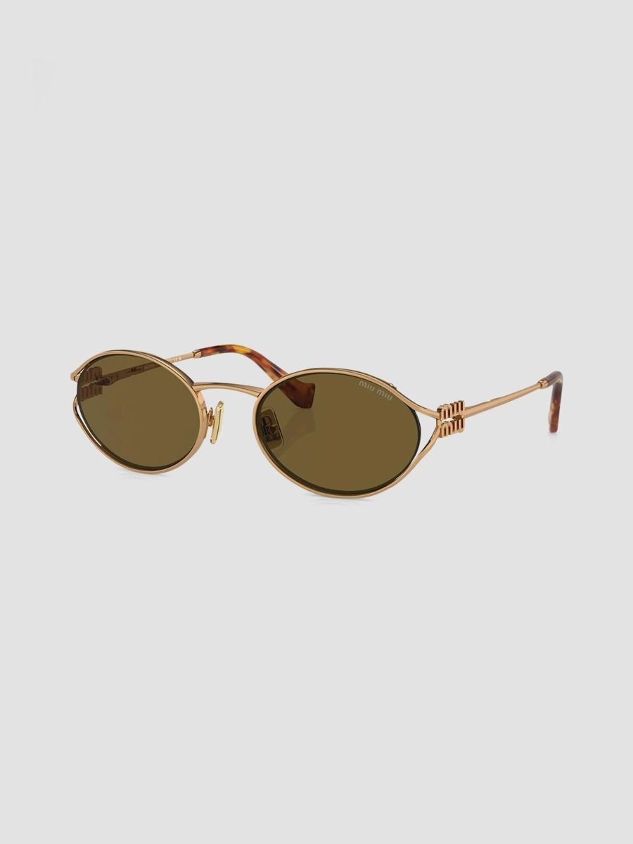 Miu Miu Women's MU 52YS Oval Sunglasses - Dark Brown