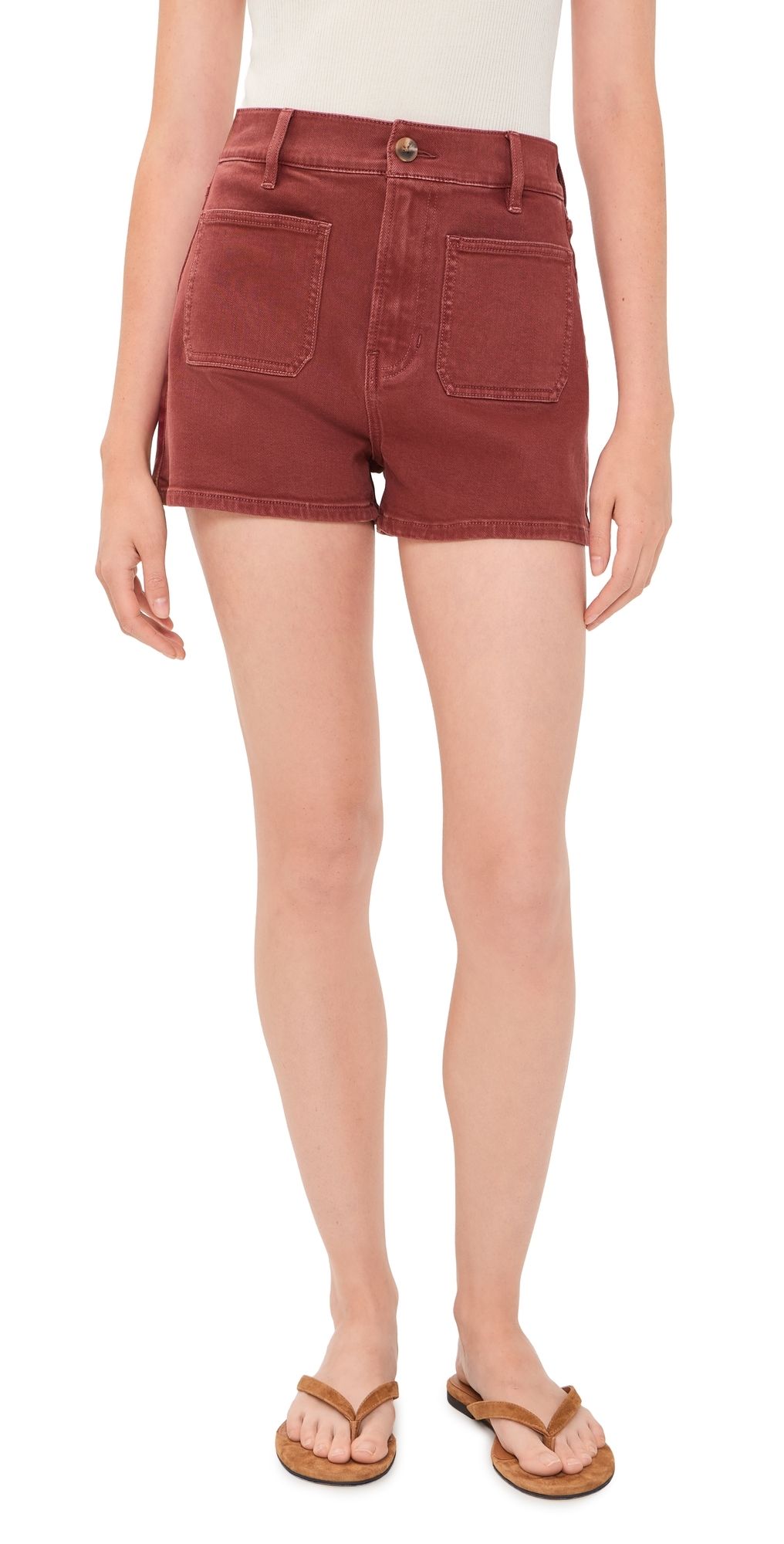 Veronica Beard Jean Elijah Shorts with Patch Pockets Rust 25